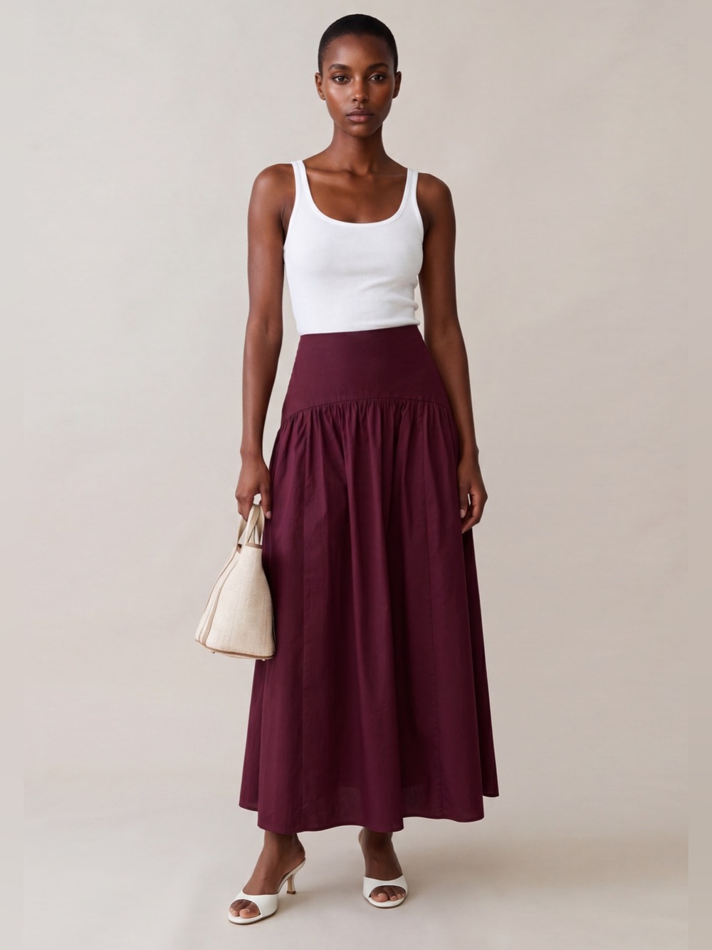 NWT Few Moda Vashti Cotton Skirt size 2 Wine Red Maroon maxi o.p.t staud midi